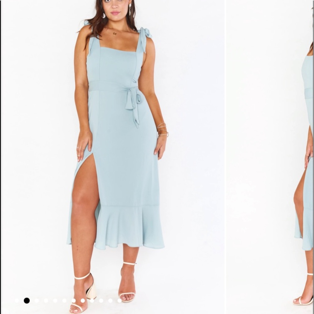 Show me your MuMu; Claire Midi Dress; Silver Sage Crisp; Size Medium